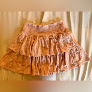 aerie Peach Tiered Smocked Skater Mini Skirt